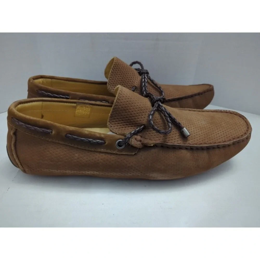 Vintage Saks Fifth Avenue Mens‎ Brown Leather Loafers Braided Tassel Sz 8.5M